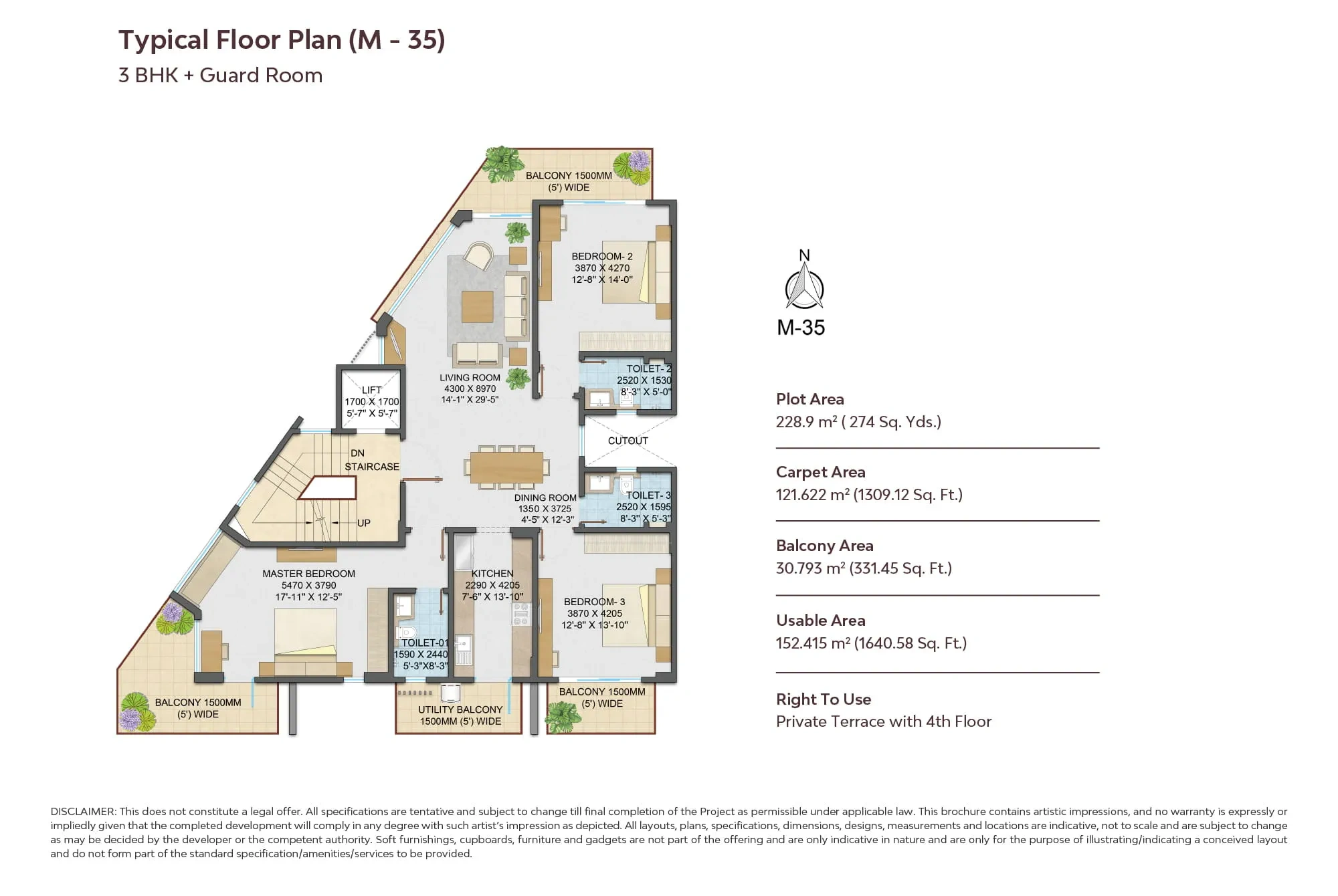 Samsara Arya 3 BHK + Guard Room Floor Plan