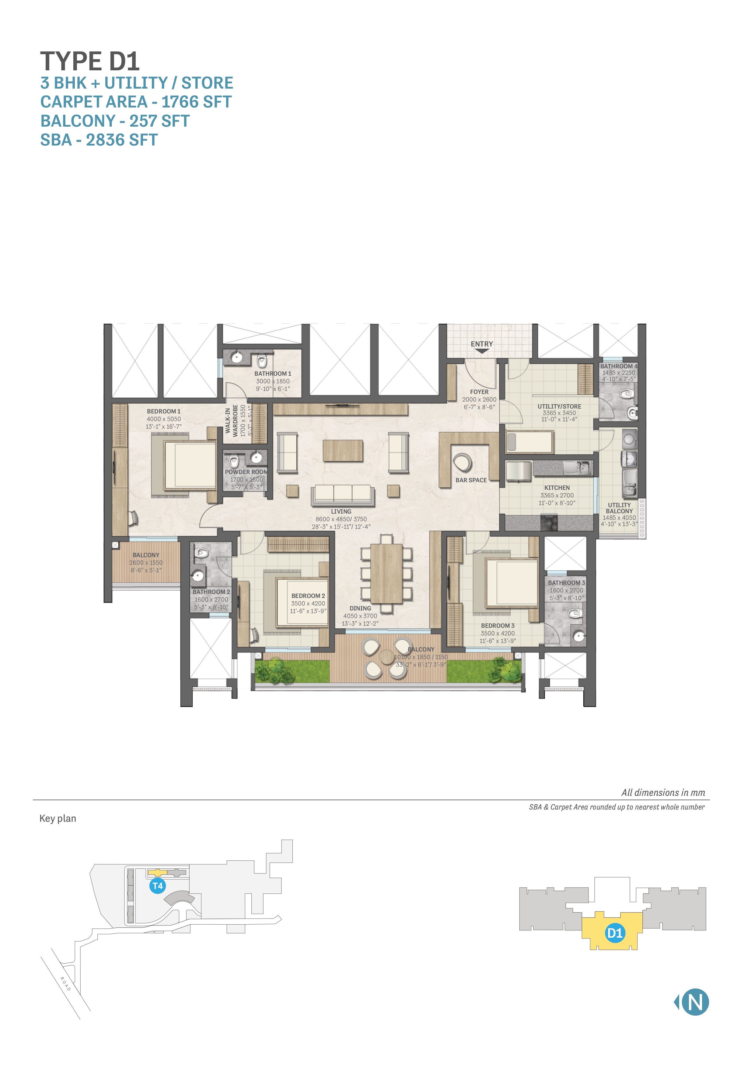 Sobha Aranya 3 BHK Floor Plan