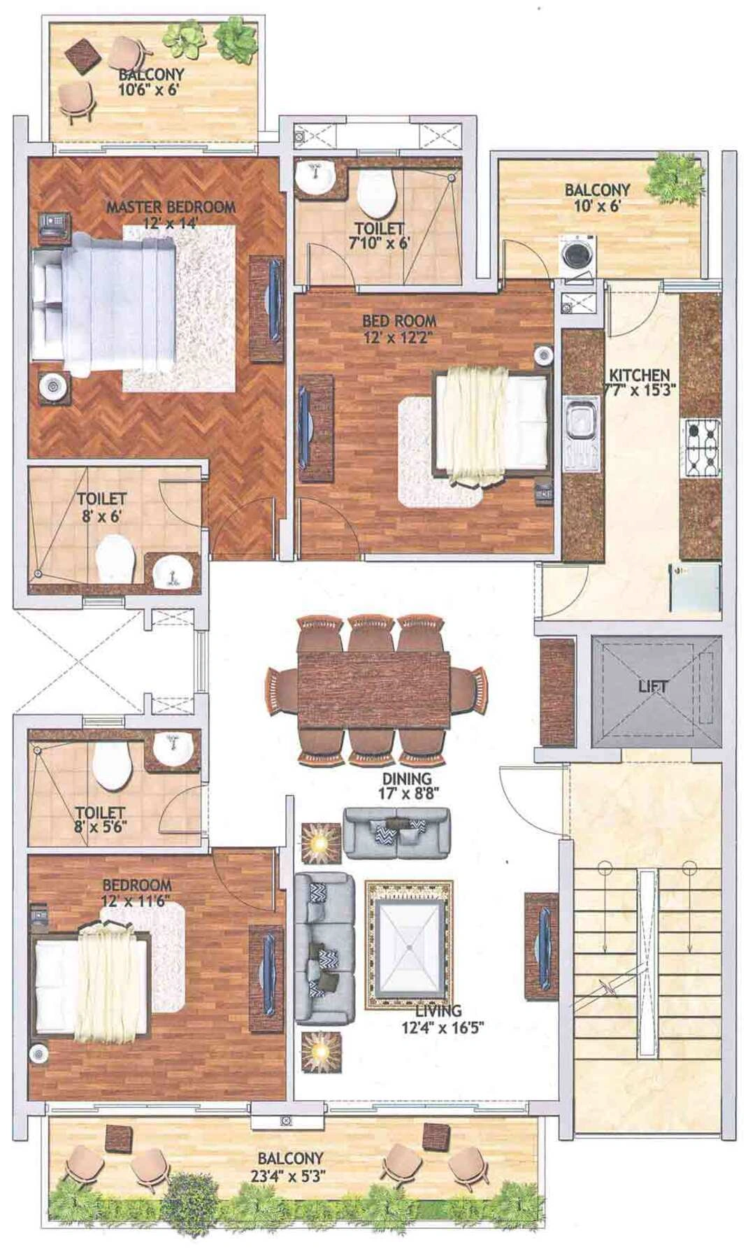 Adani Brahma Samsara Type A1, 3 BHK