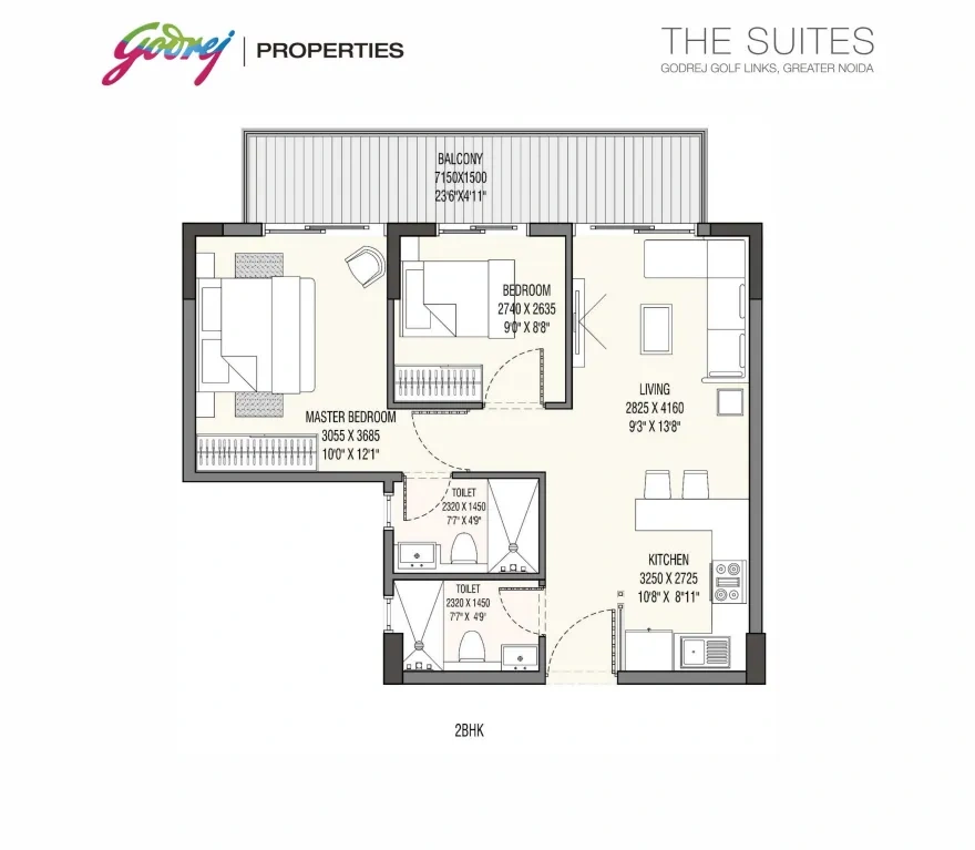 Godrej The Suites 2 BHK Floor Plan