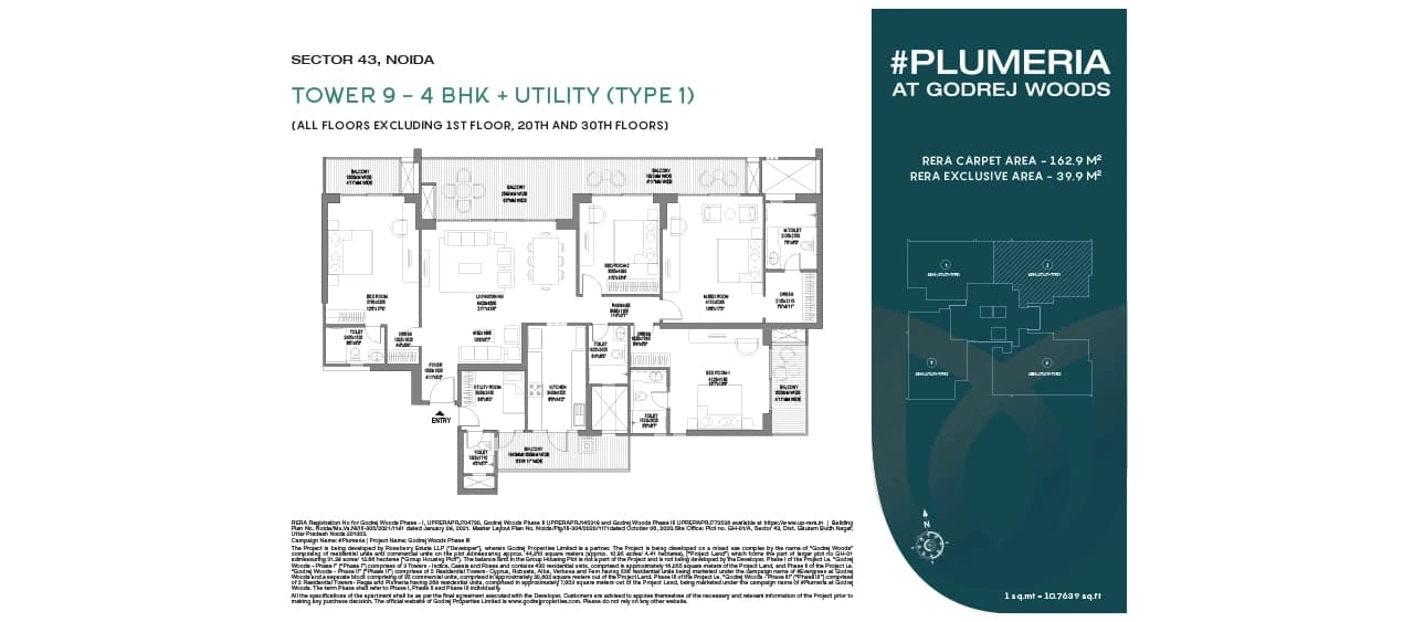 Godrej Woods Plumeria 4 BHK Floor Plan