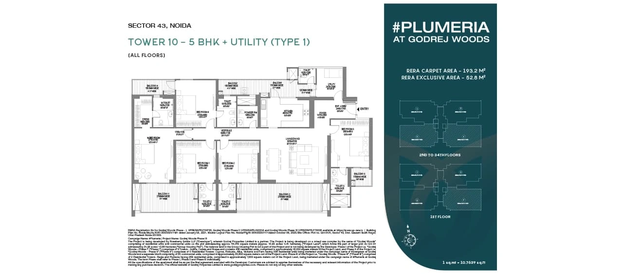 Godrej Woods Plumeria 5 BHK Floor Plan
