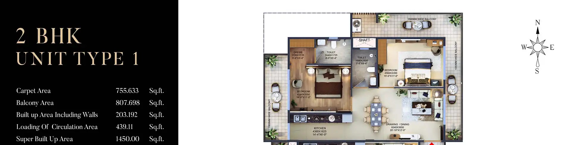 2 BHK Floor Plan