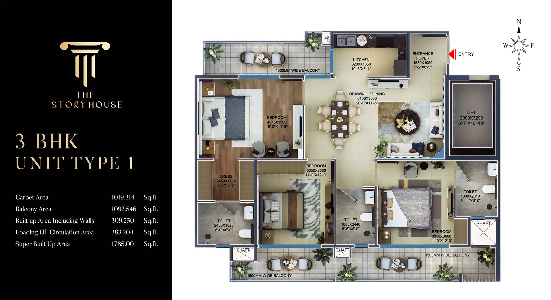 3 BHK Floor Plan