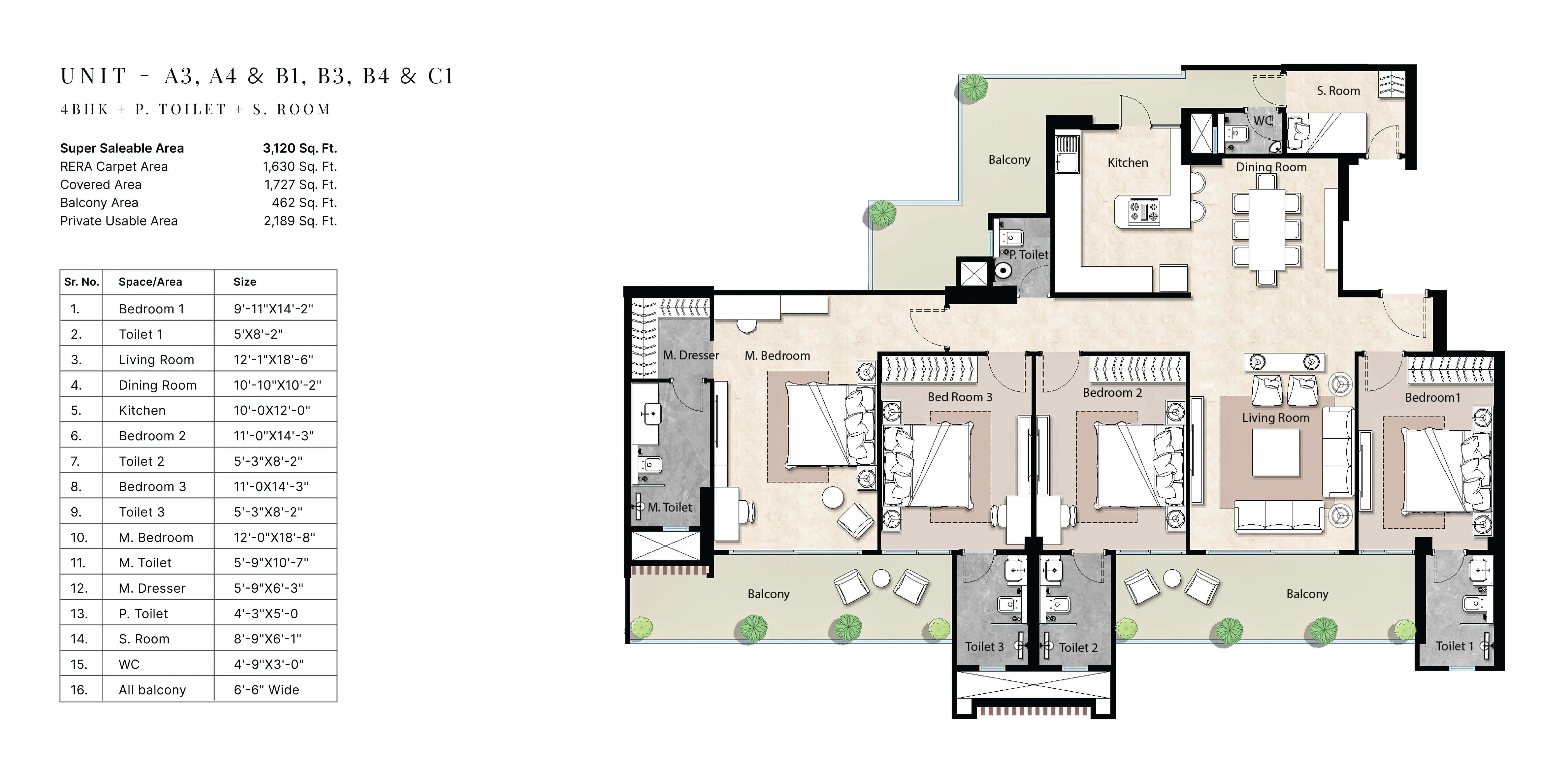 Garur Golf Island 4 BHK Floor Plan
