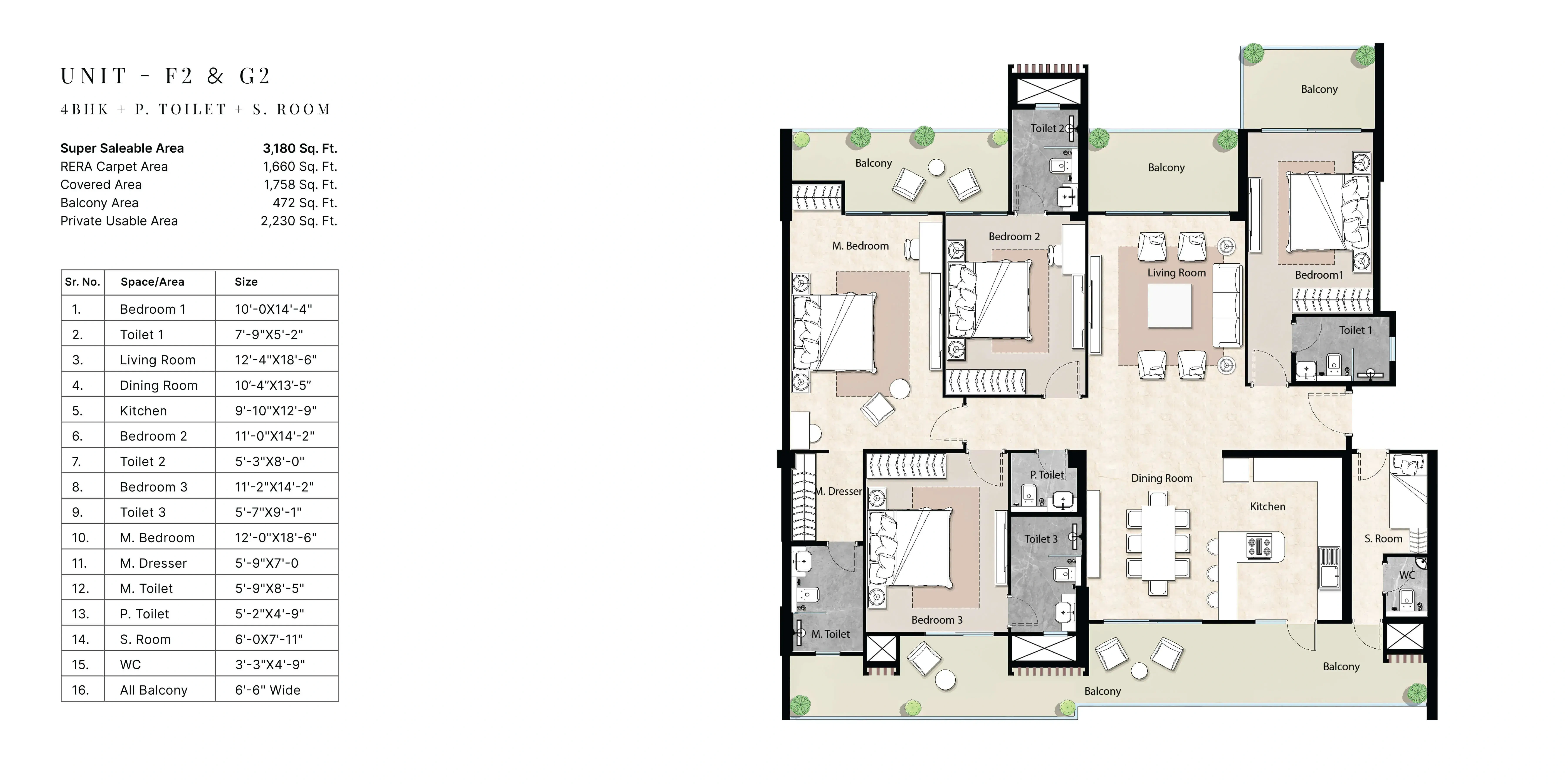 Garur Golf Island 4 BHK Floor Plan