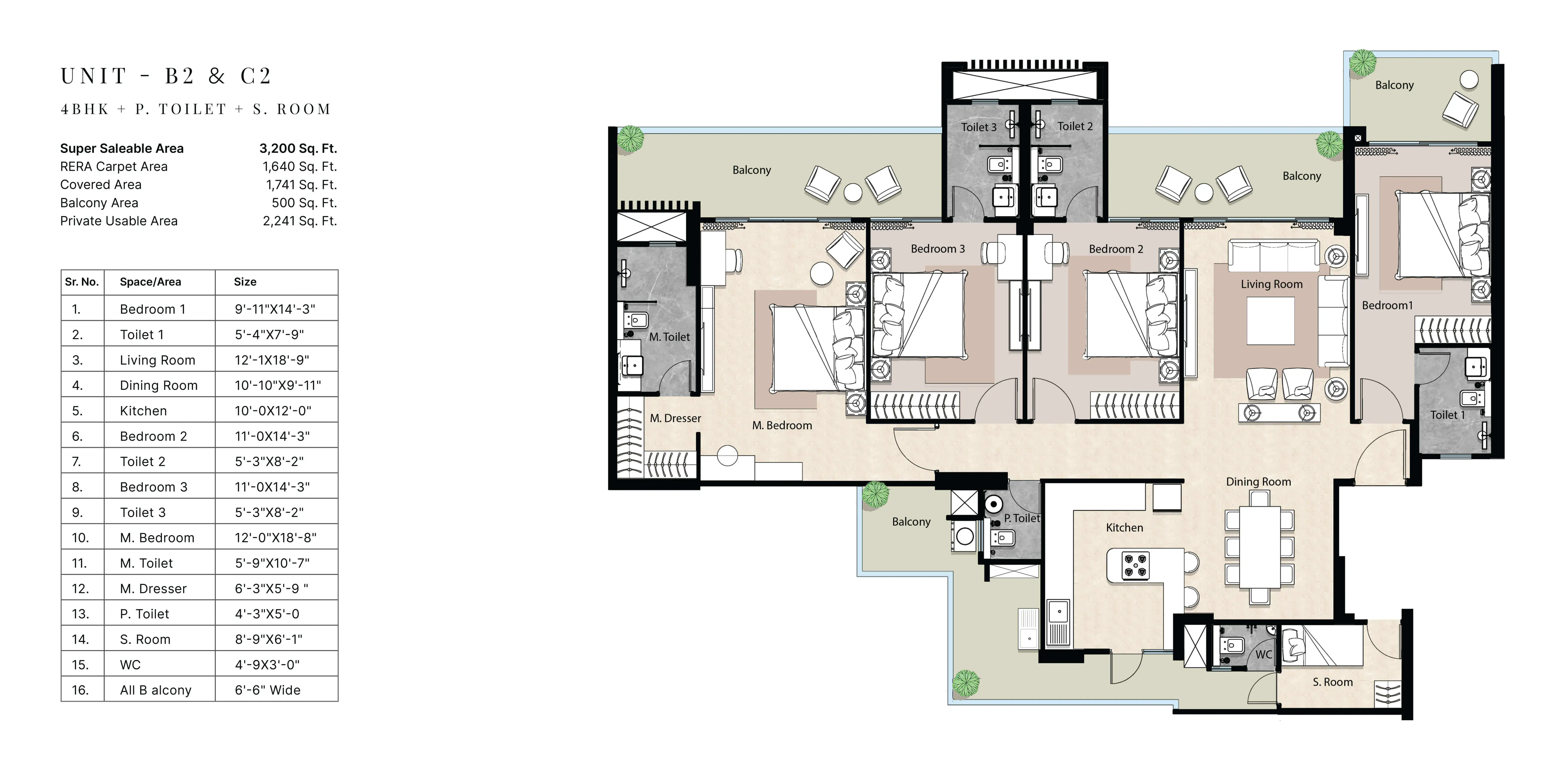 Garur Golf Island 4 BHK Floor Plan
