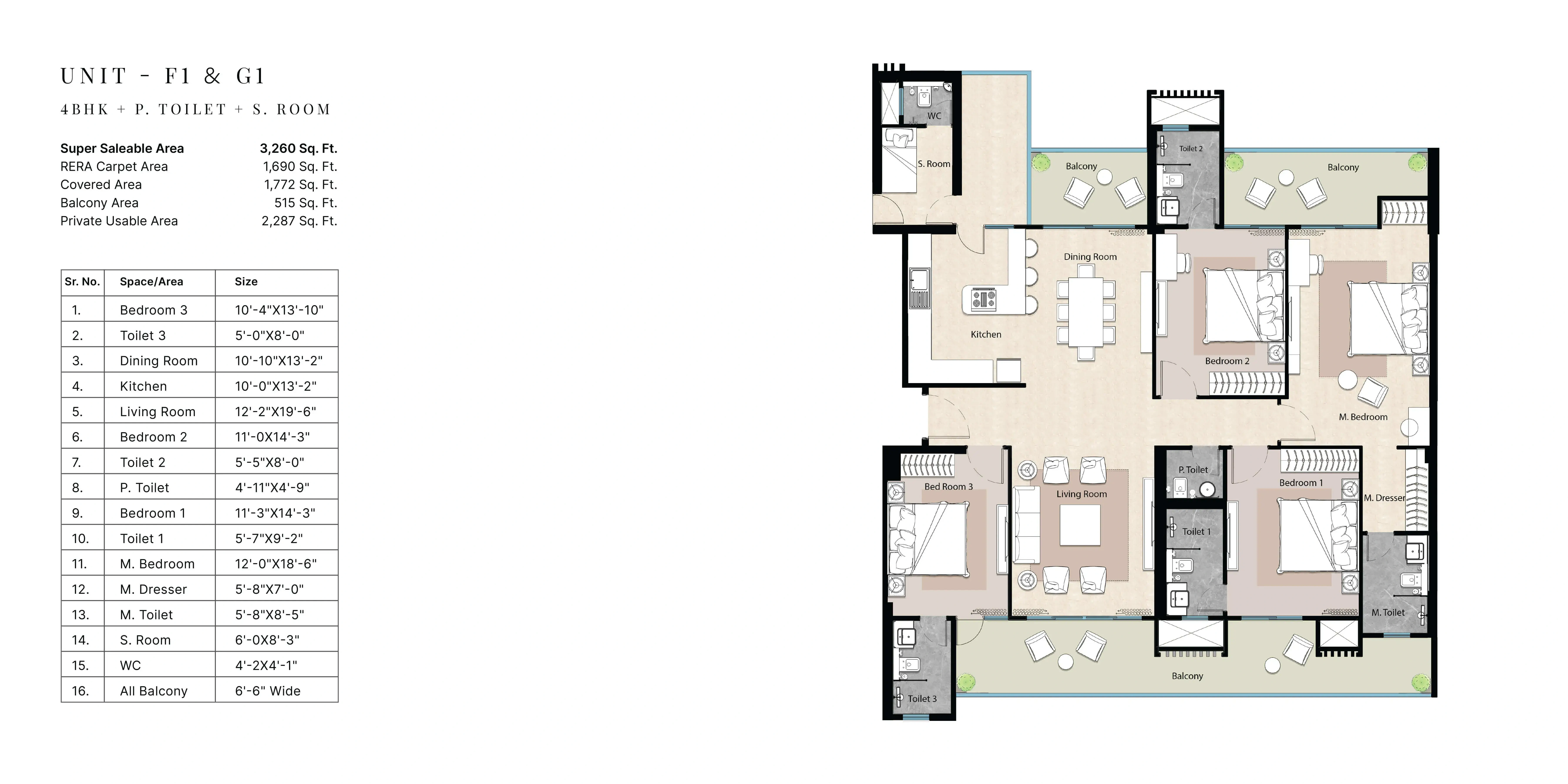 Garur Golf Island 4 BHK Floor Plan