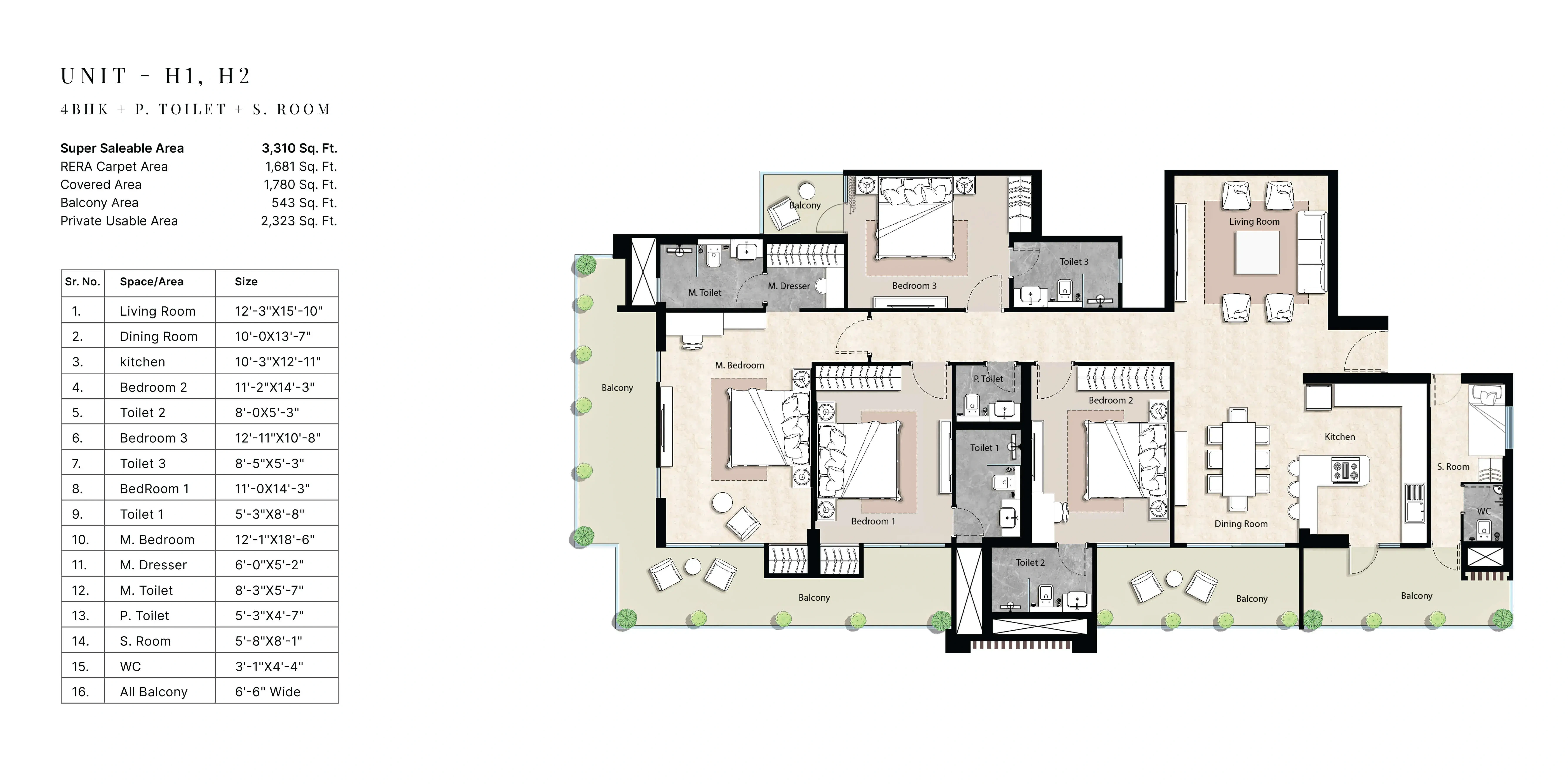 Garur Golf Island 4 BHK Floor Plan