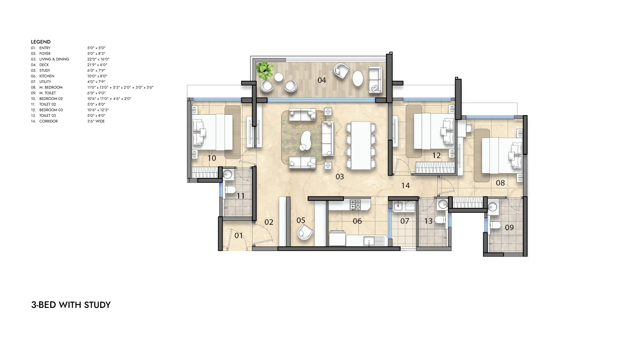 Lodha Haven 3 Bed Study Residence, Phase 1