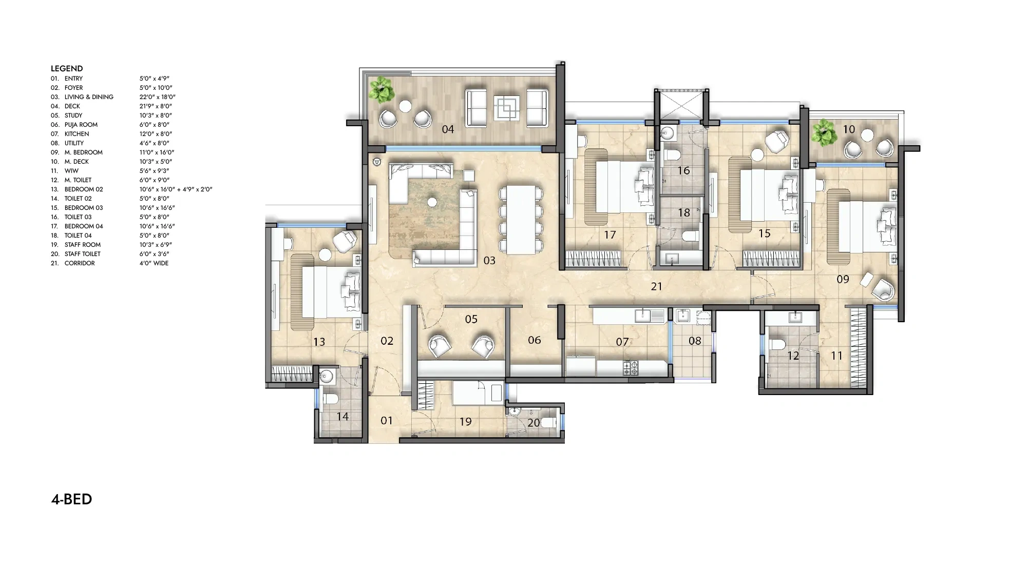 Lodha Haven 4 Bed Study with Servant Room Residence, Phase 1