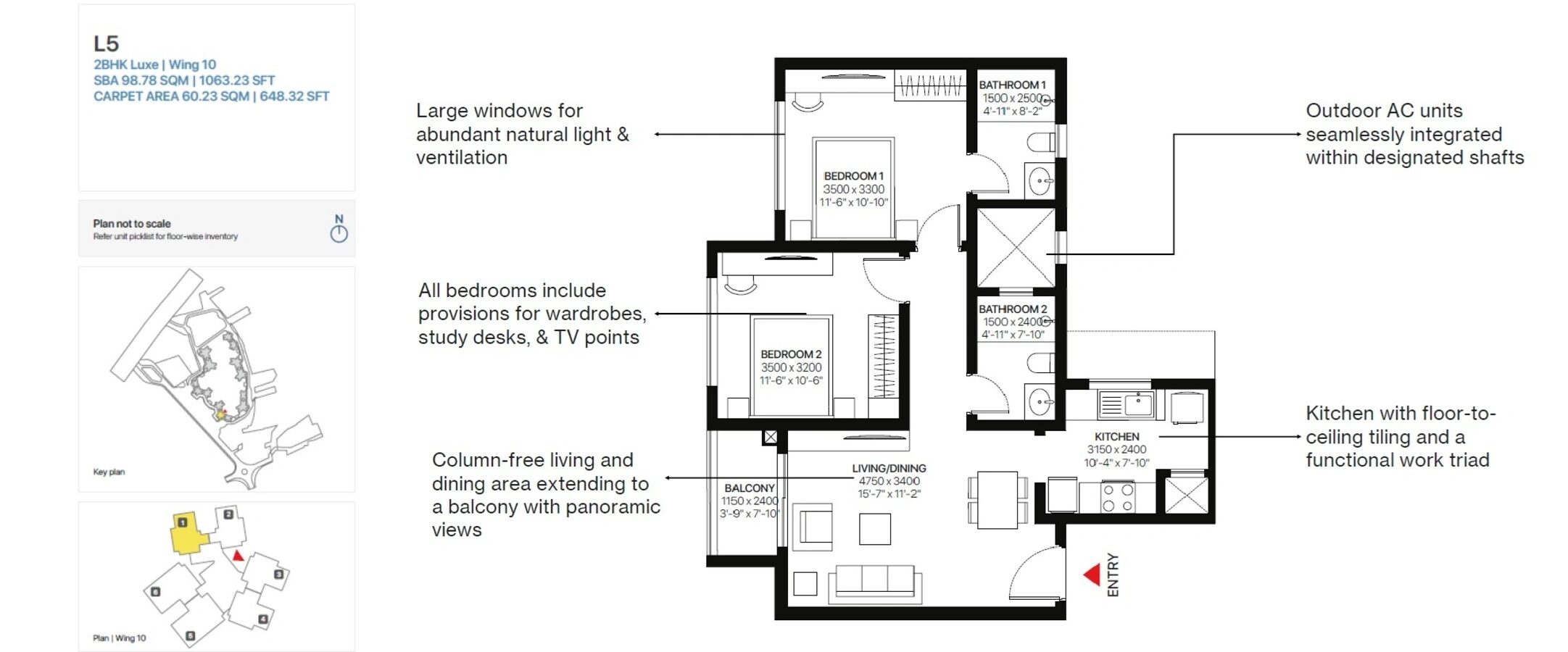 Sobha OneWorld 2 BHK Luxe Floor Plan