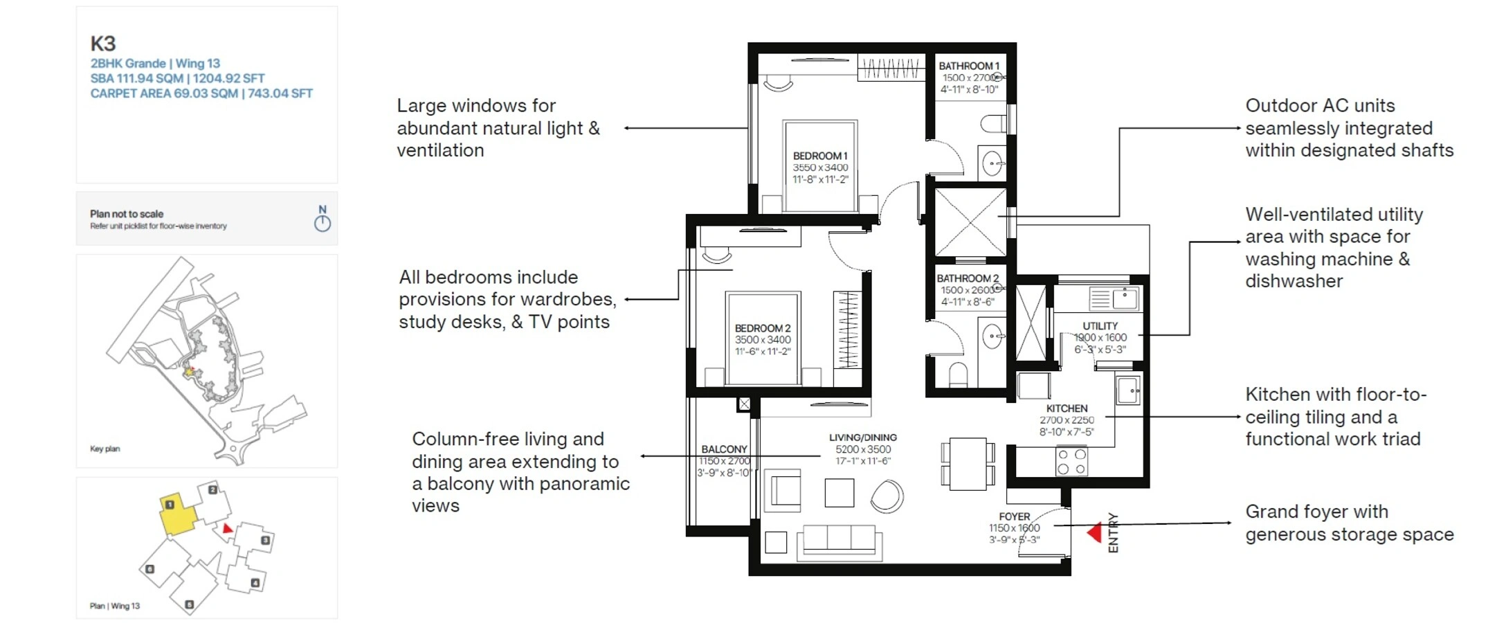 Sobha OneWorld 2 BHK Grande Floor Plan