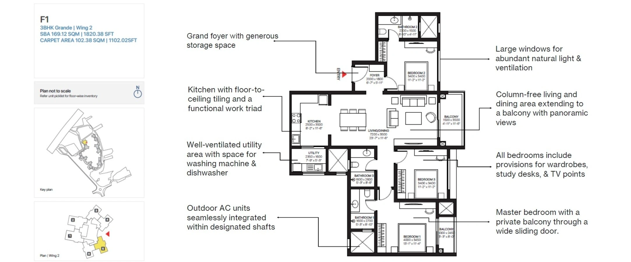 Sobha OneWorld 3 BHK Grande Floor Plan
