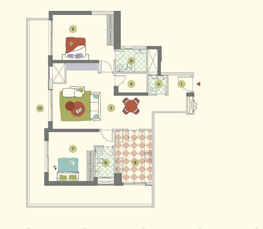 2 BHK Floor Plan