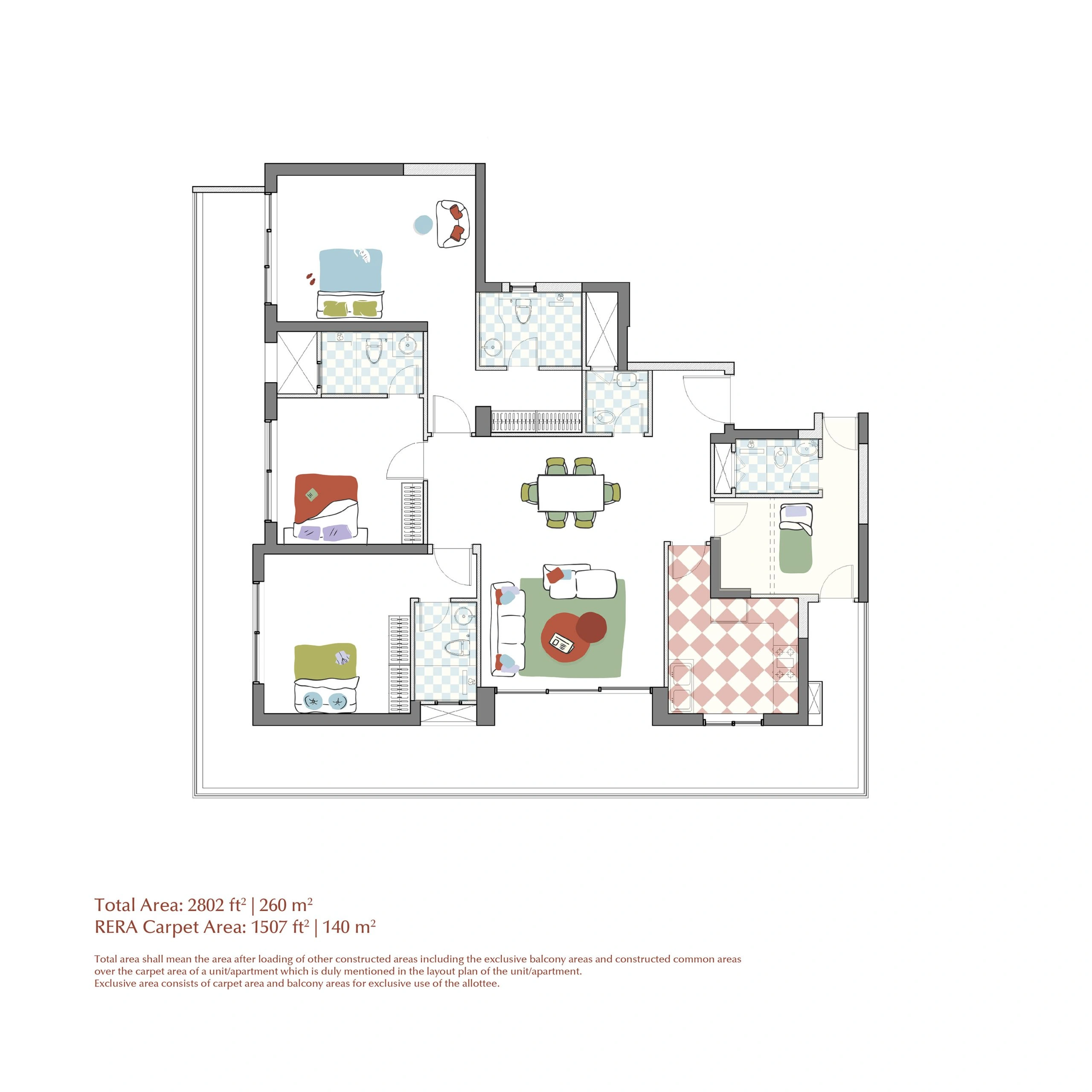 Max Estate 360 3 BHK+Type B Floor Plan
