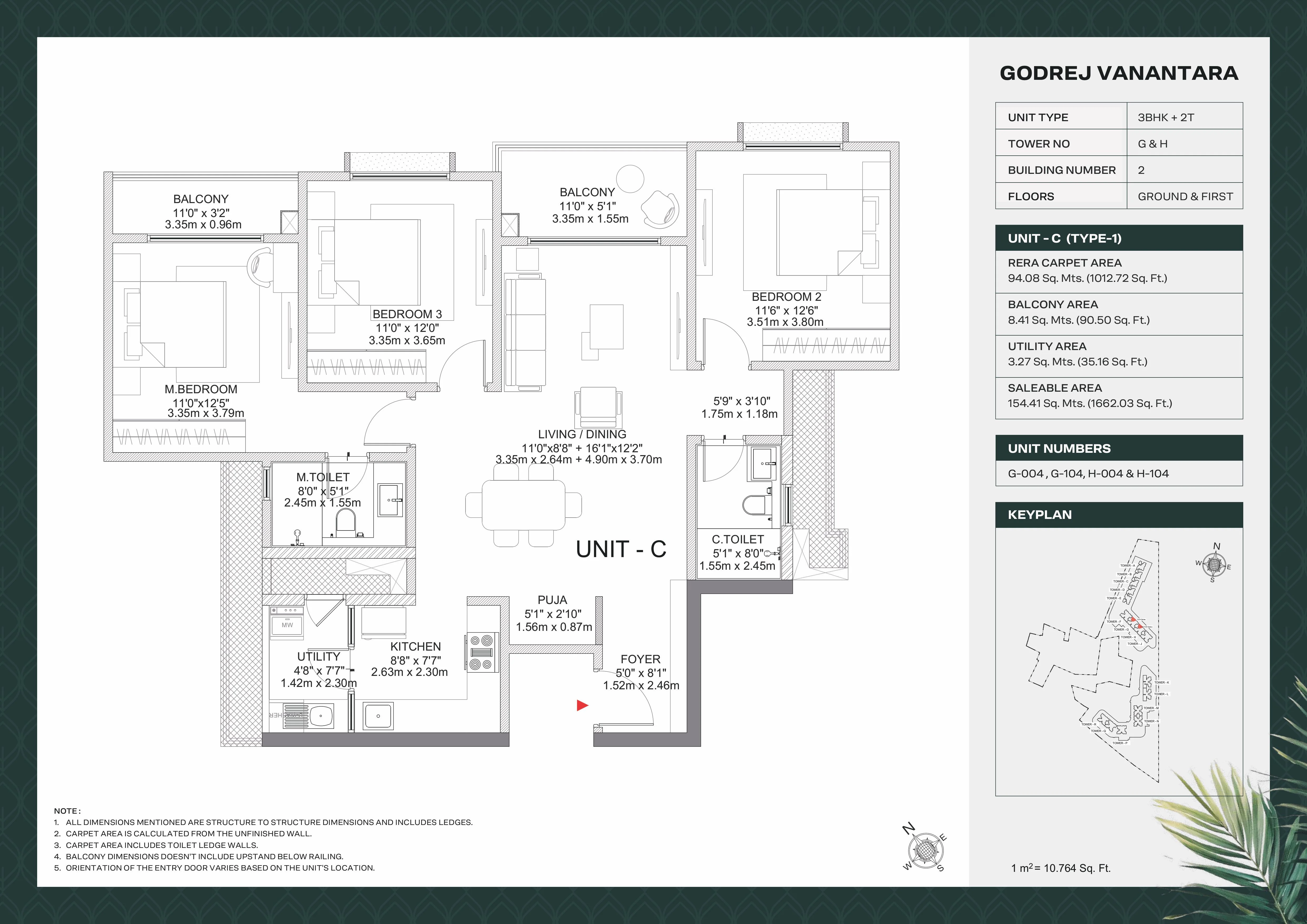 Godrej Vanantara 3 BHK Floor Plan