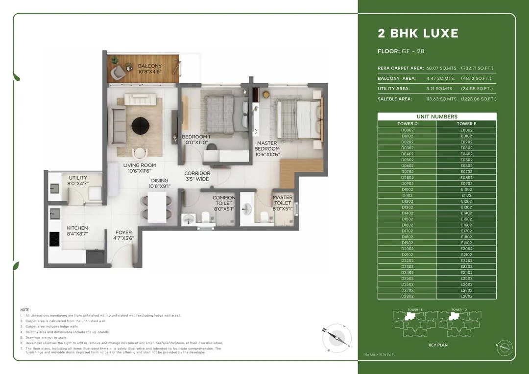 2 BHK Luxe Floor Plan