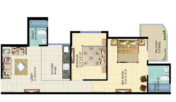 2 bhk Floor Plan