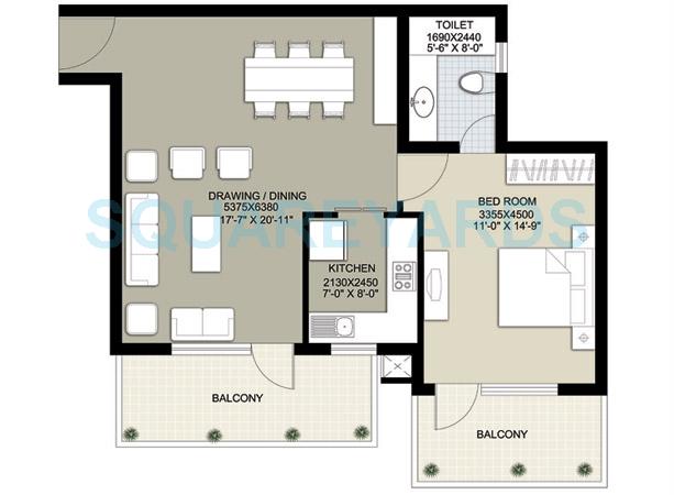 1 bhk Floor Plan