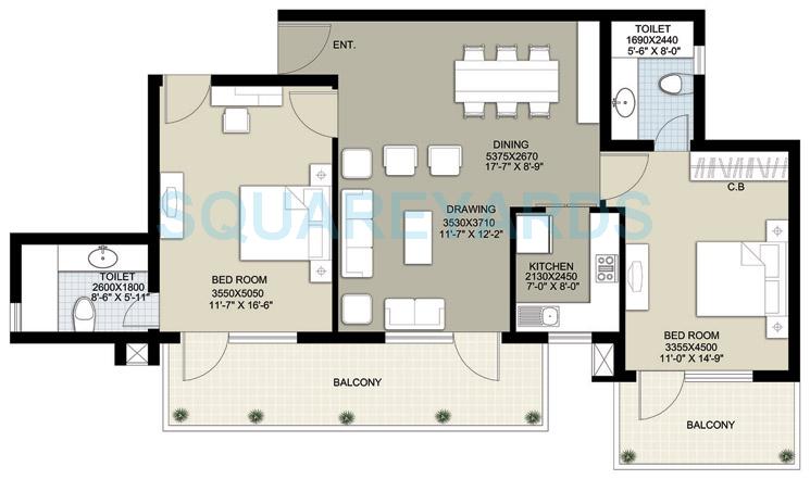 2 bhk Floor Plan