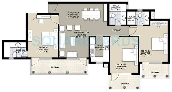 3 bhk Floor Plan