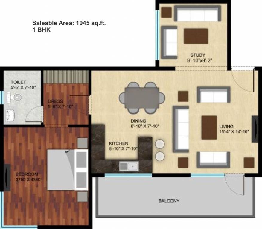 1 bhk Floor Plan