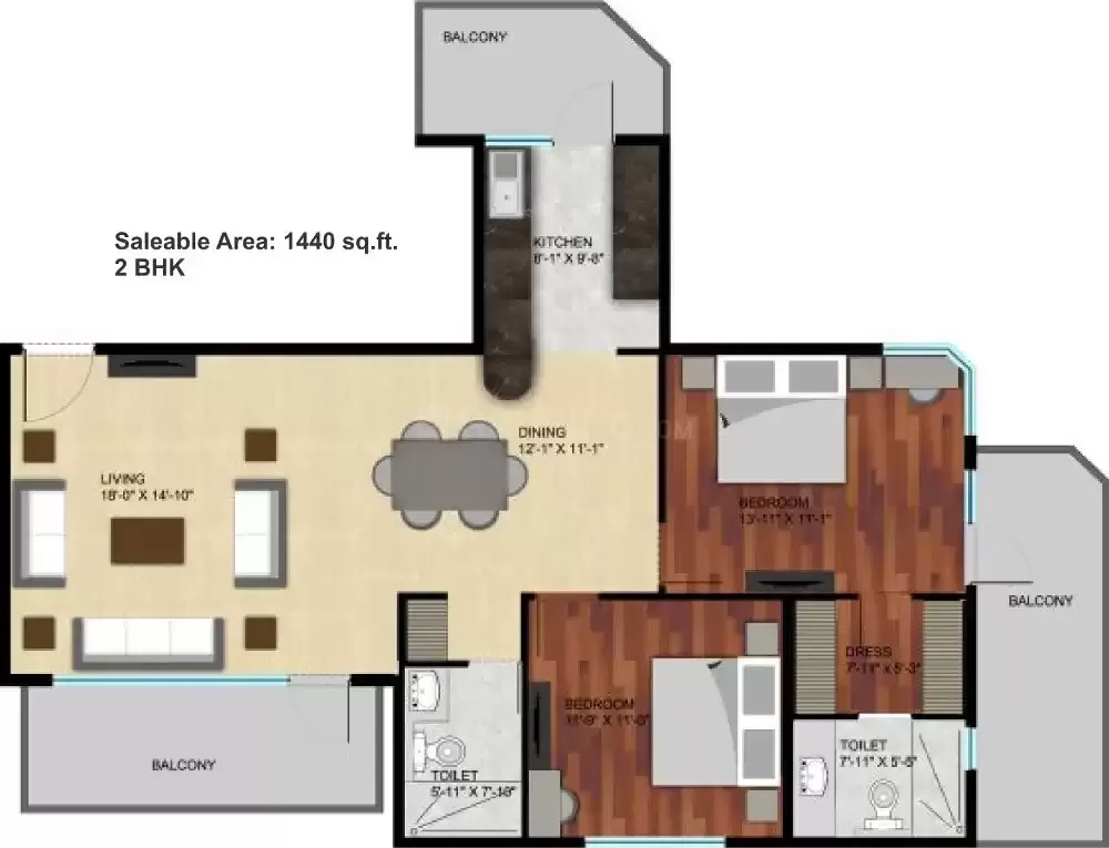 2 bhk Floor Plan
