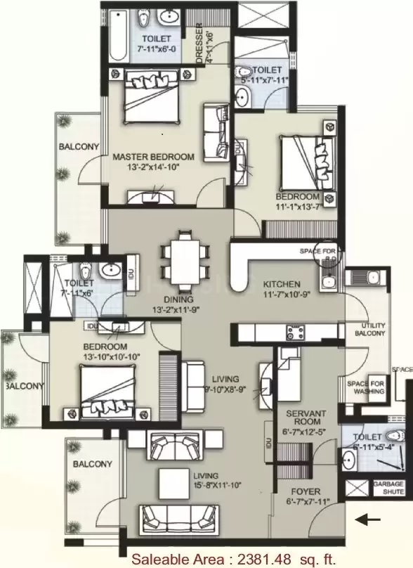 3 bhk Floor Plan