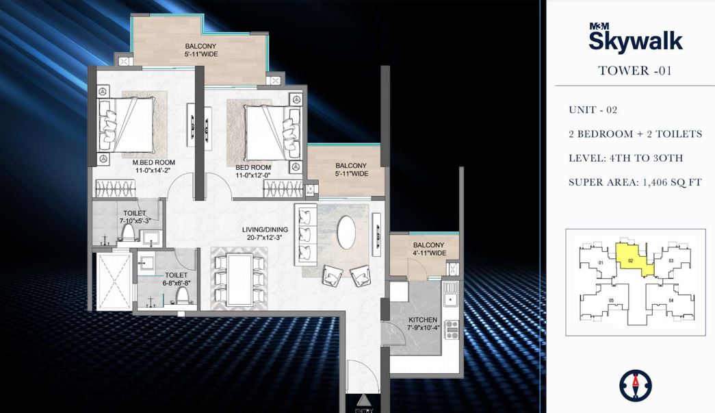2 bhk Floor Plan