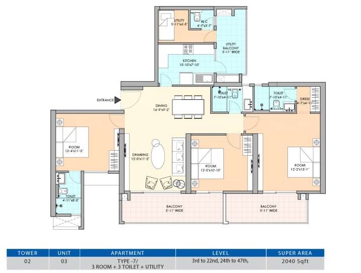 3 bhk Floor Plan