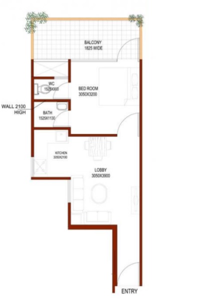 1 bhk Floor Plan