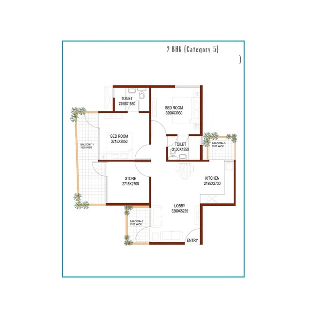2 bhk Floor Plan