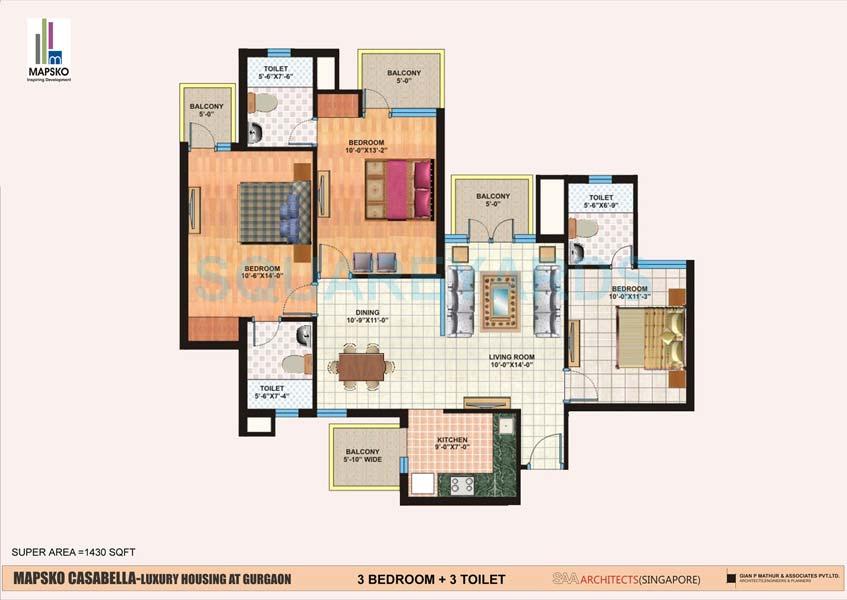 3 bhk Floor Plan