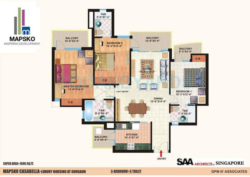 3 bhk Floor Plan