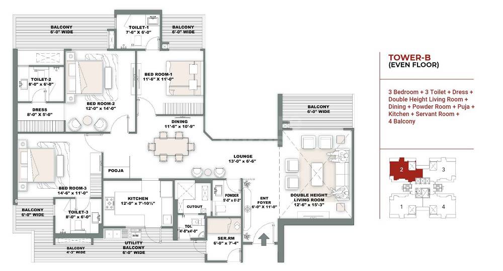 3 bhk Floor Plan