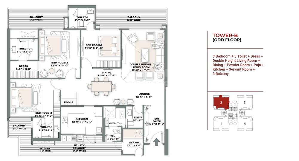 3 bhk Floor Plan