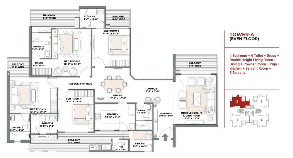 4 bhk Floor Plan