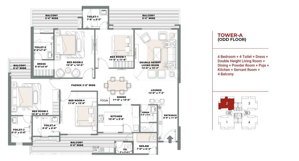 4 bhk Floor Plan