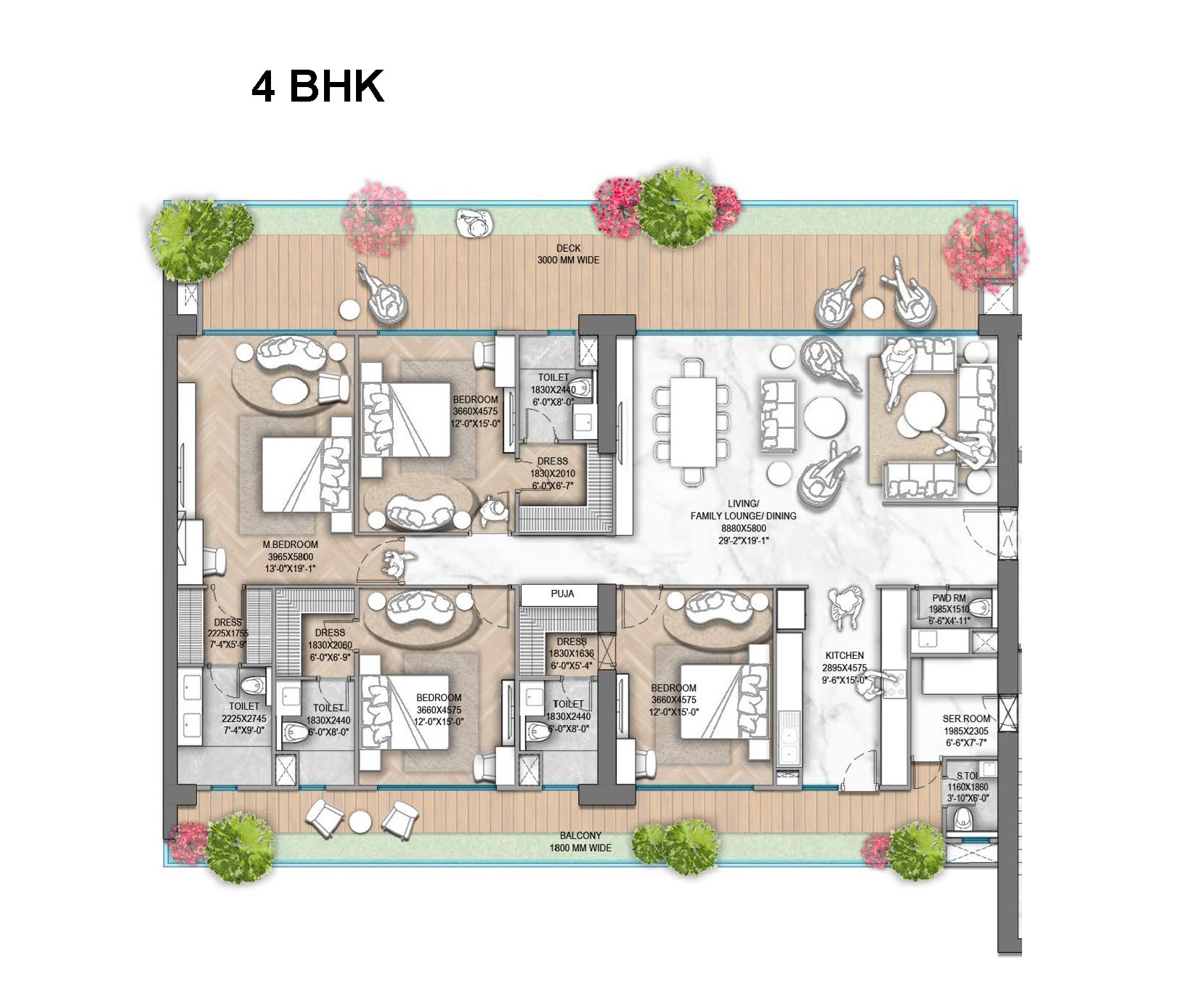 4 bhk Floor Plan