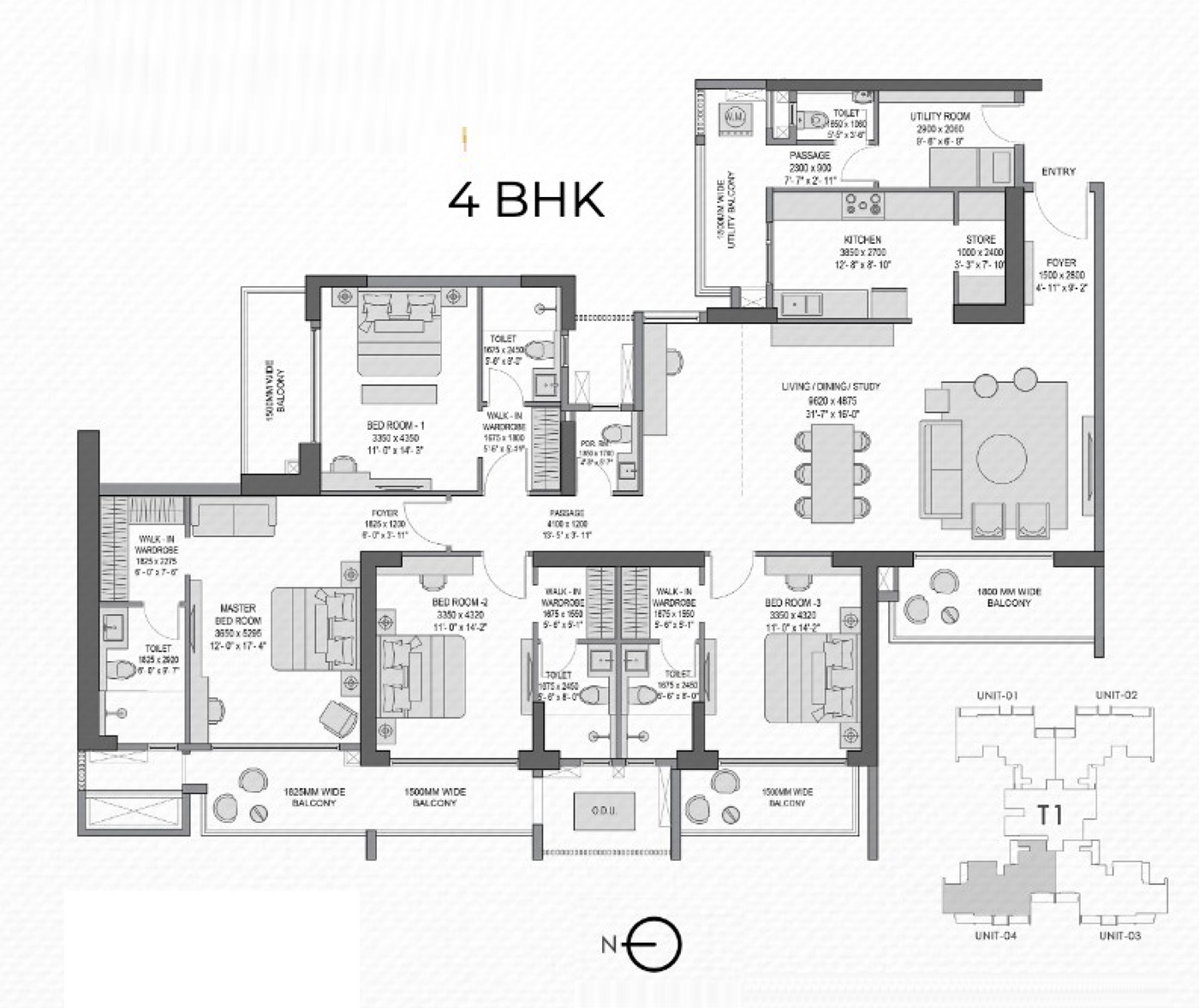 4 bhk Floor Plan