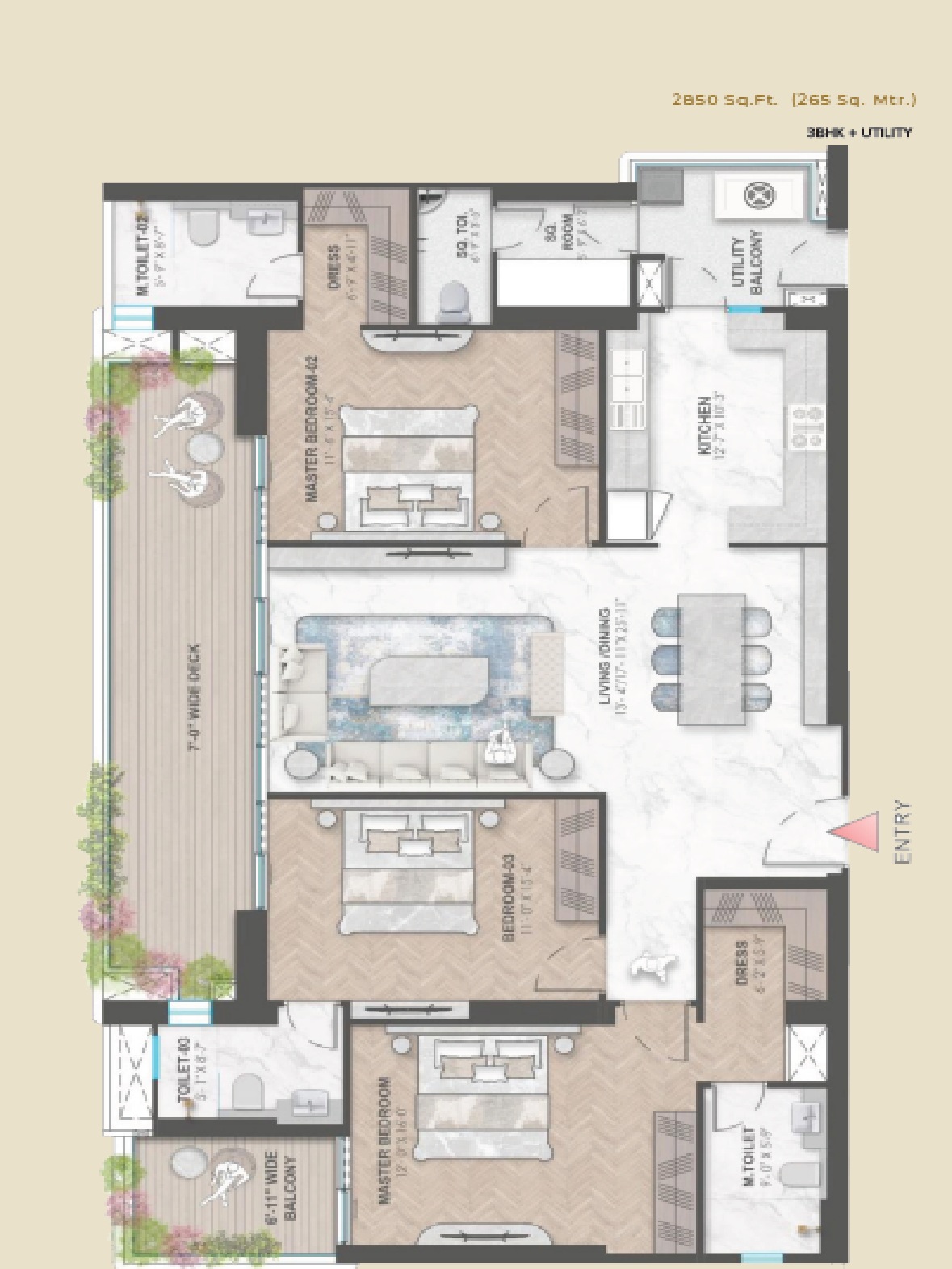 3 bhk Floor Plan