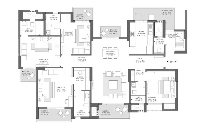 4 bhk Floor Plan