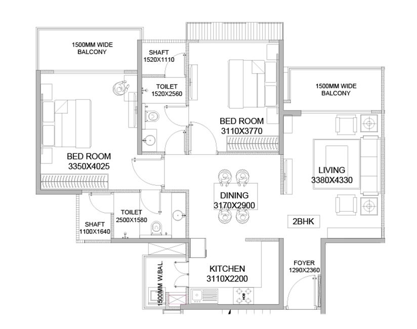 2 bhk Floor Plan