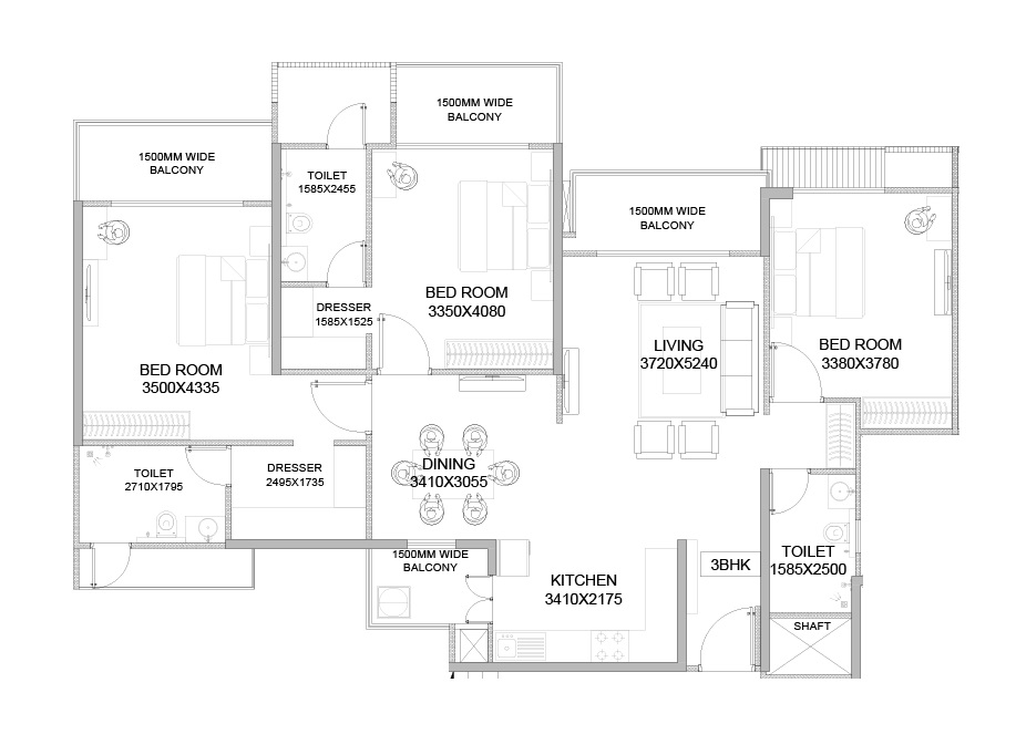 3 bhk Floor Plan