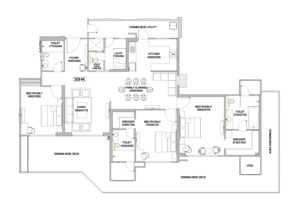 3 bhk Floor Plan
