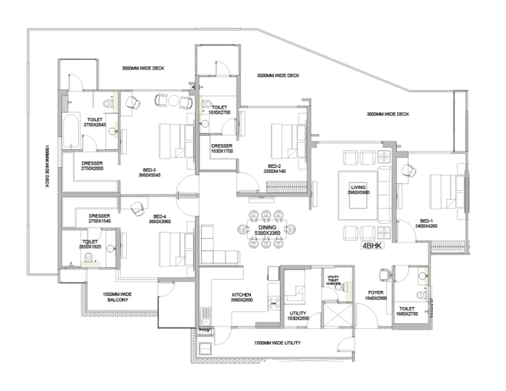 4 bhk Floor Plan
