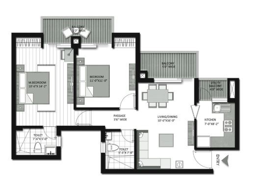 2 bhk Floor Plan