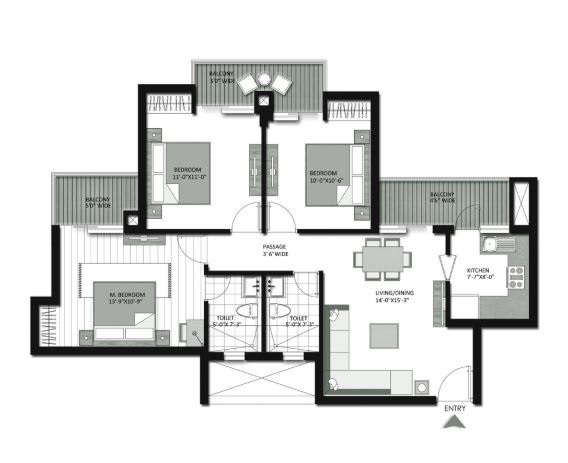3 bhk Floor Plan