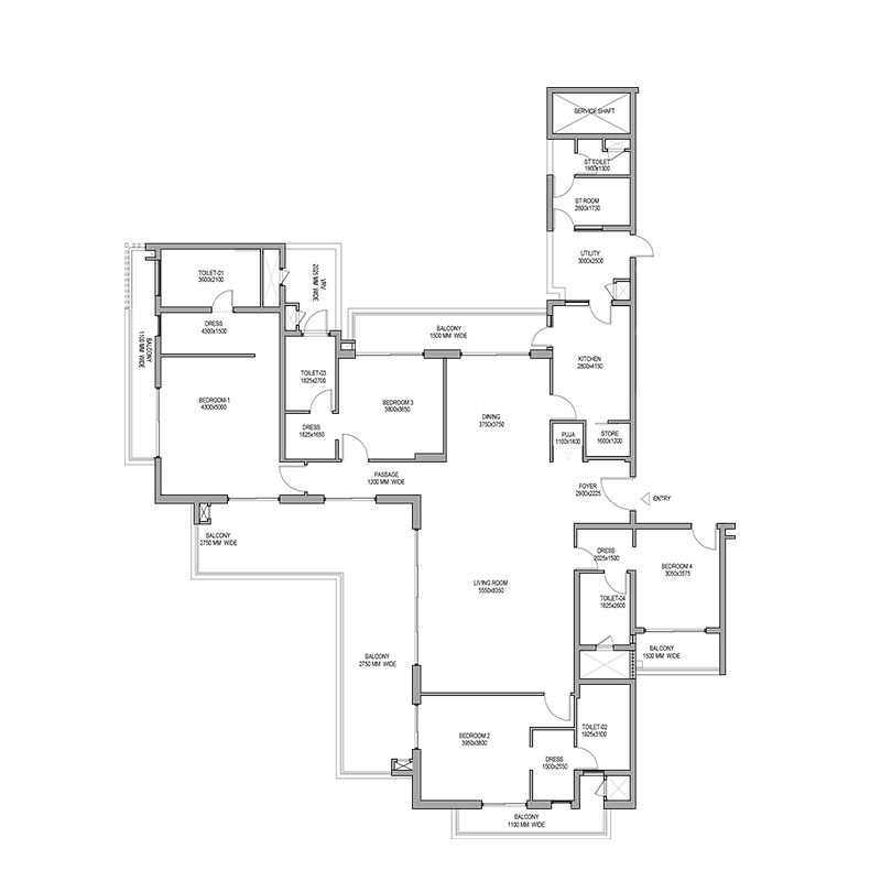 4 bhk Floor Plan